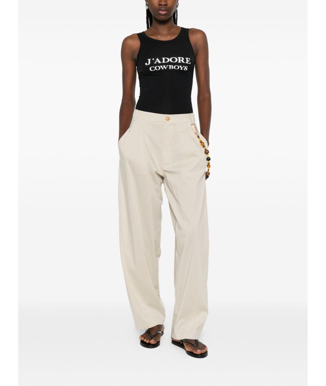 DARKPARK Бежевые хлопковые прямые брюки, фото 4