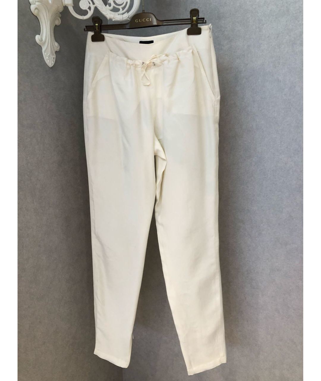 GIORGIO ARMANI Белые шелковые брюки узкие, фото 5