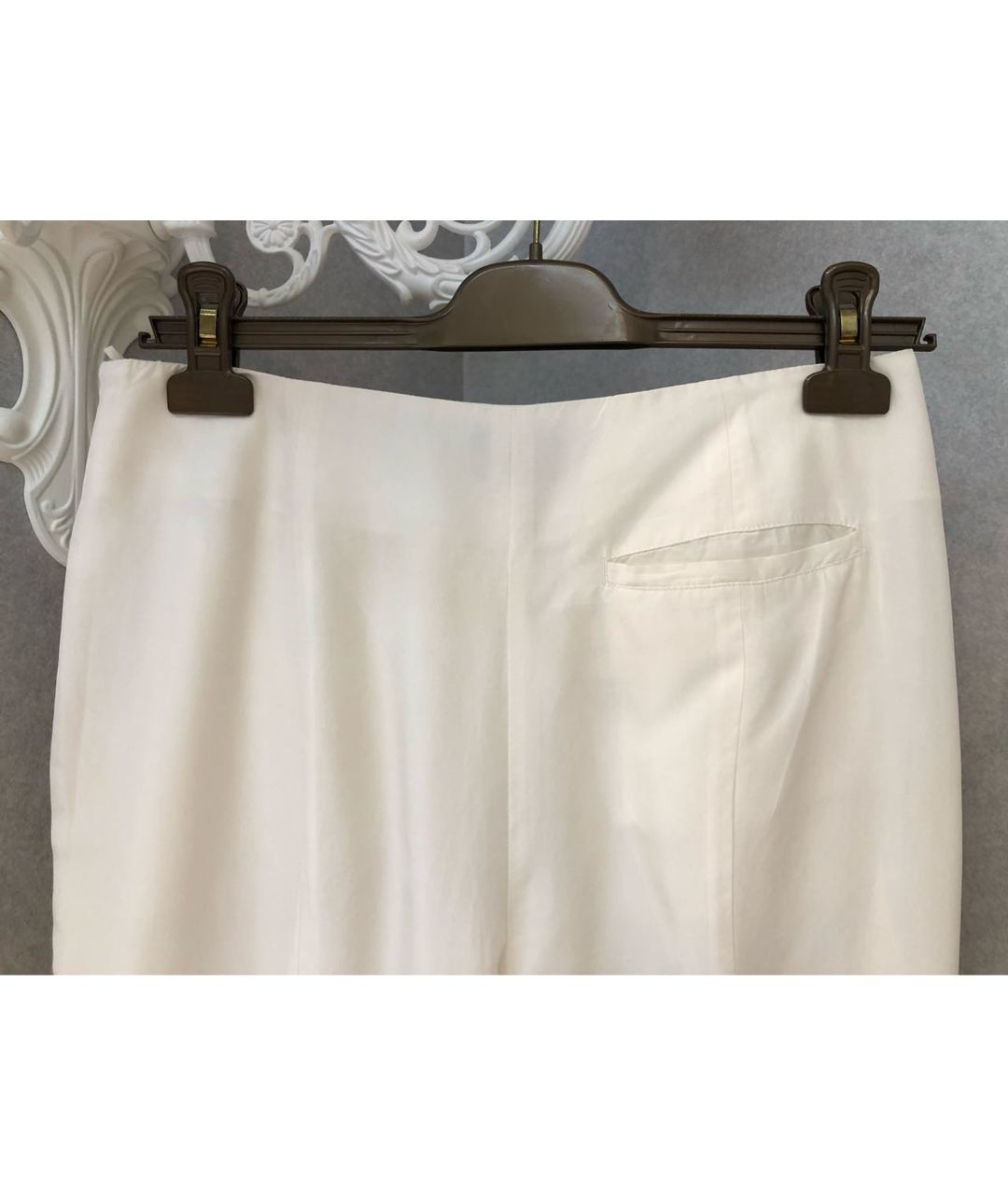 GIORGIO ARMANI Белые шелковые брюки узкие, фото 2