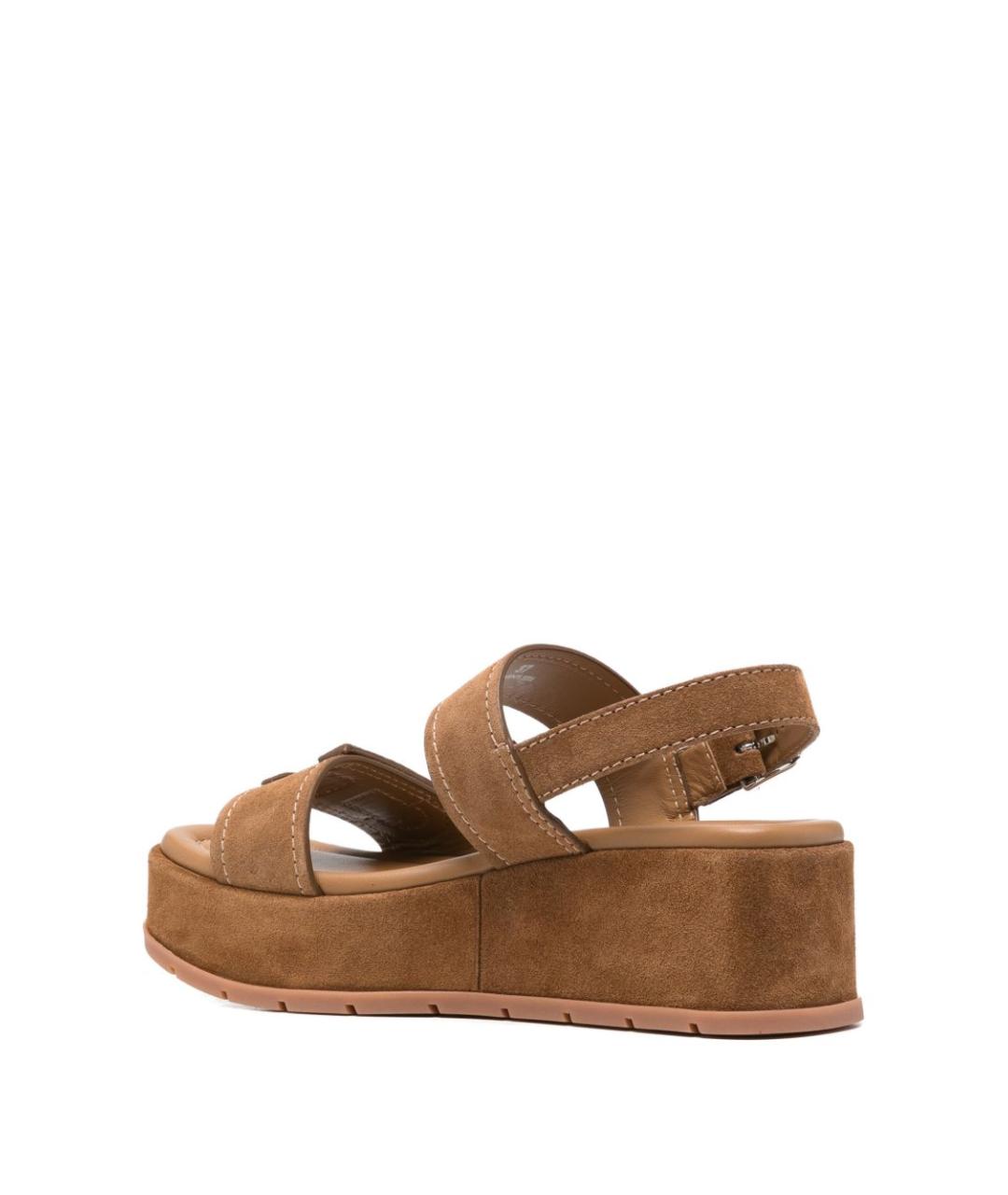 HOGAN Коричневые замшевые босоножки, фото 4