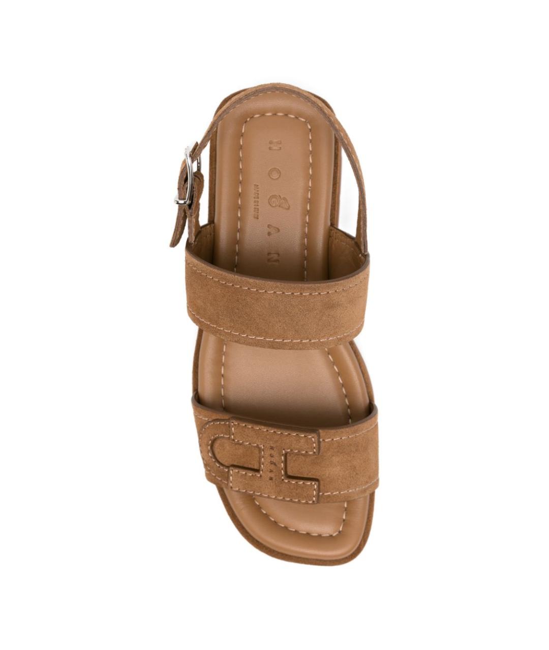 HOGAN Коричневые замшевые босоножки, фото 3