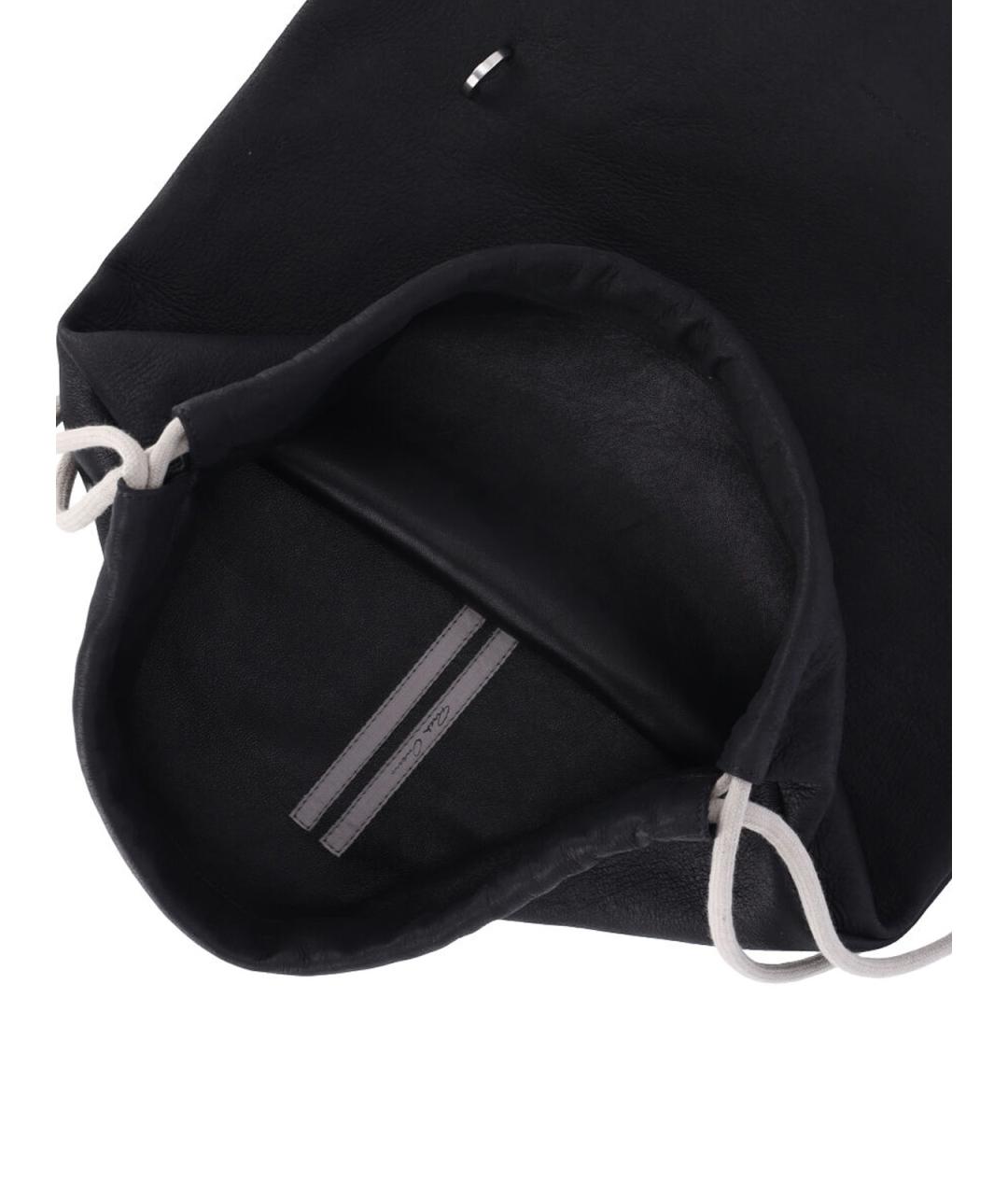 RICK OWENS Черный кожаный рюкзак, фото 4