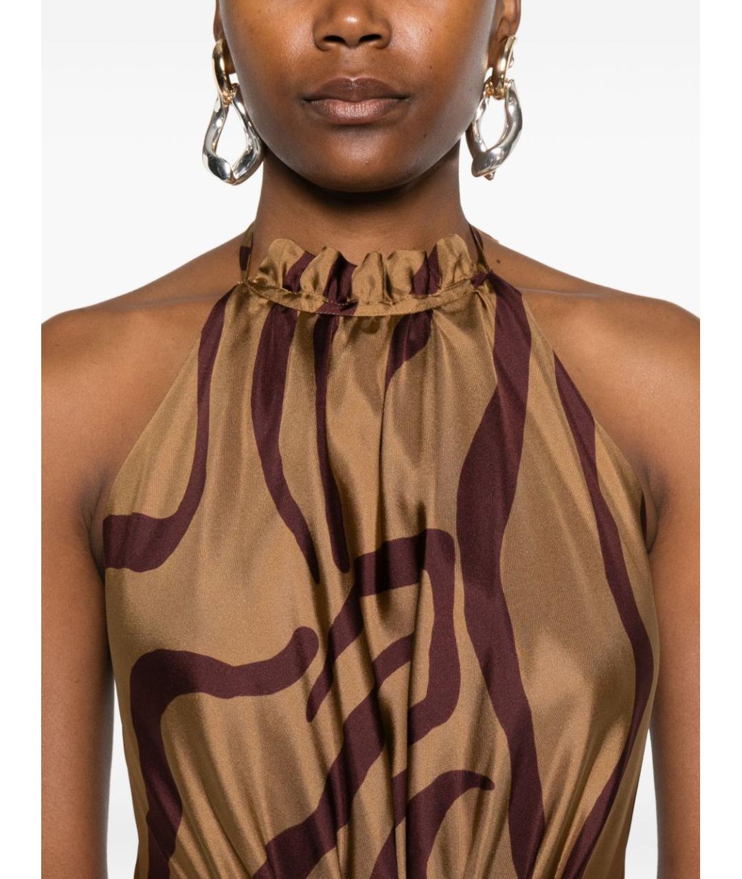 RAQUEL DINIZ Мульти шелковое коктейльное платье, фото 4