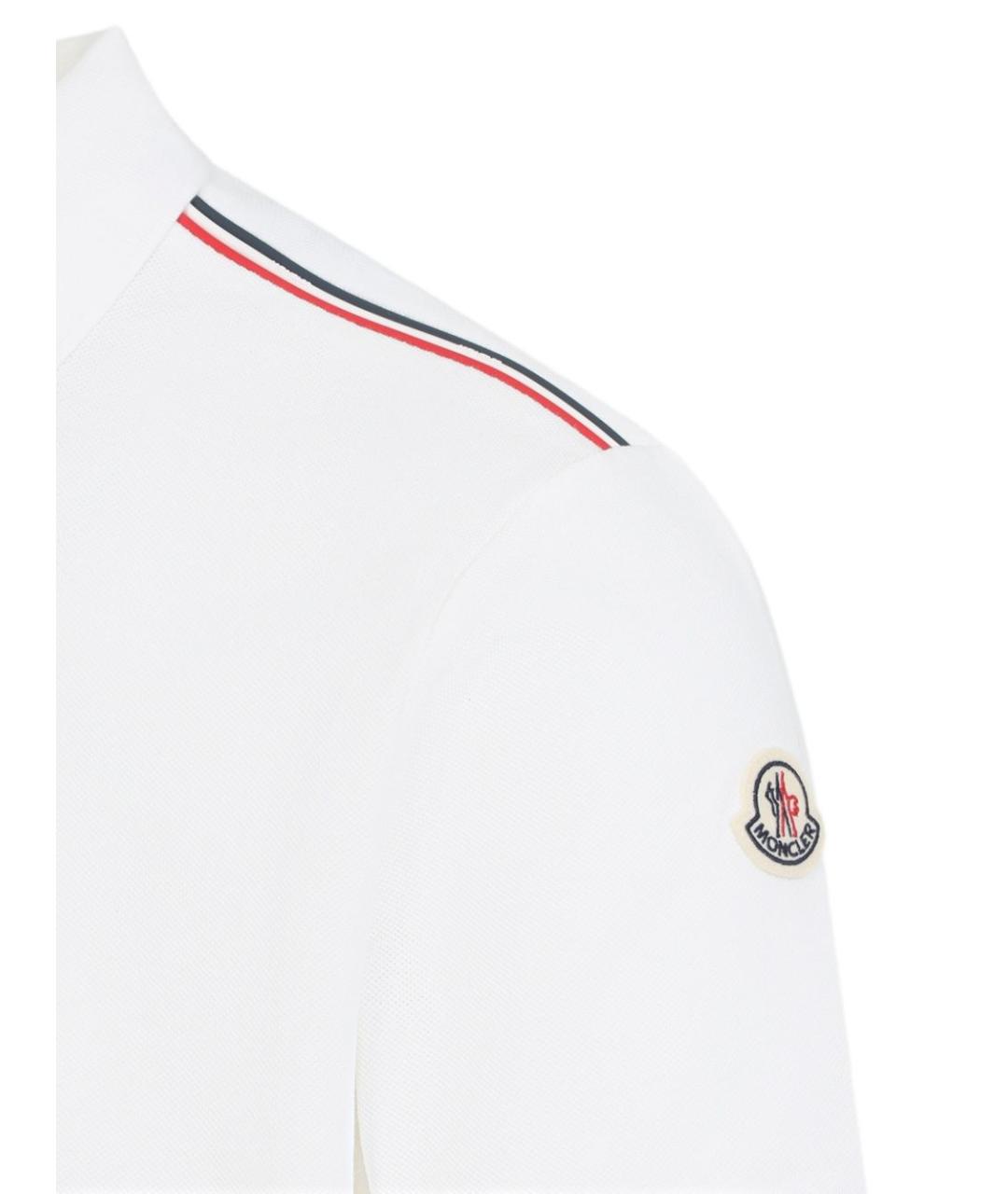 MONCLER Белое хлопковое поло с коротким рукавом, фото 2
