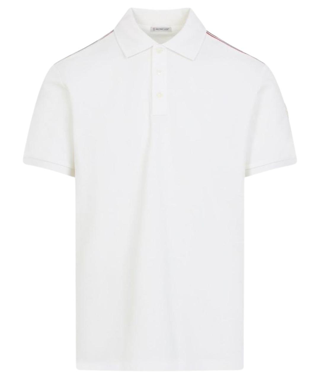 MONCLER Белое хлопковое поло с коротким рукавом, фото 1