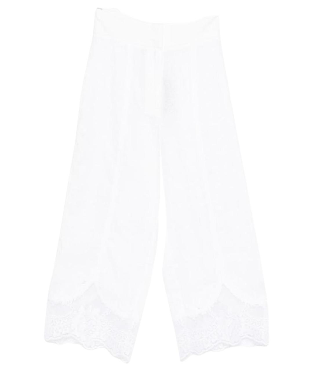 TWIN-SET Белые льняные прямые брюки, фото 1