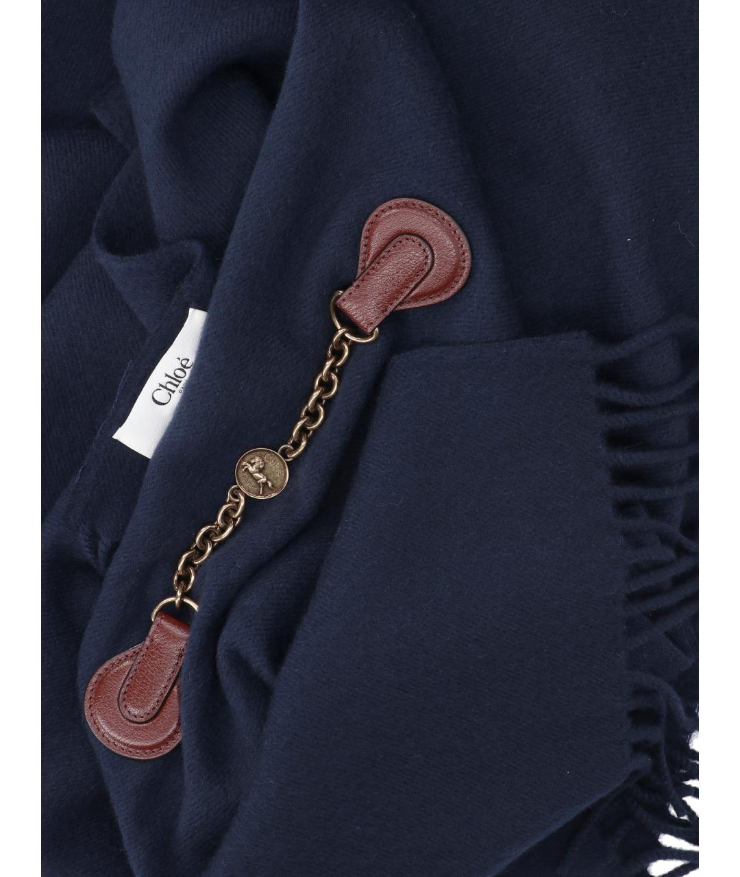 CHLOE Синий шерстяной шарф, фото 3