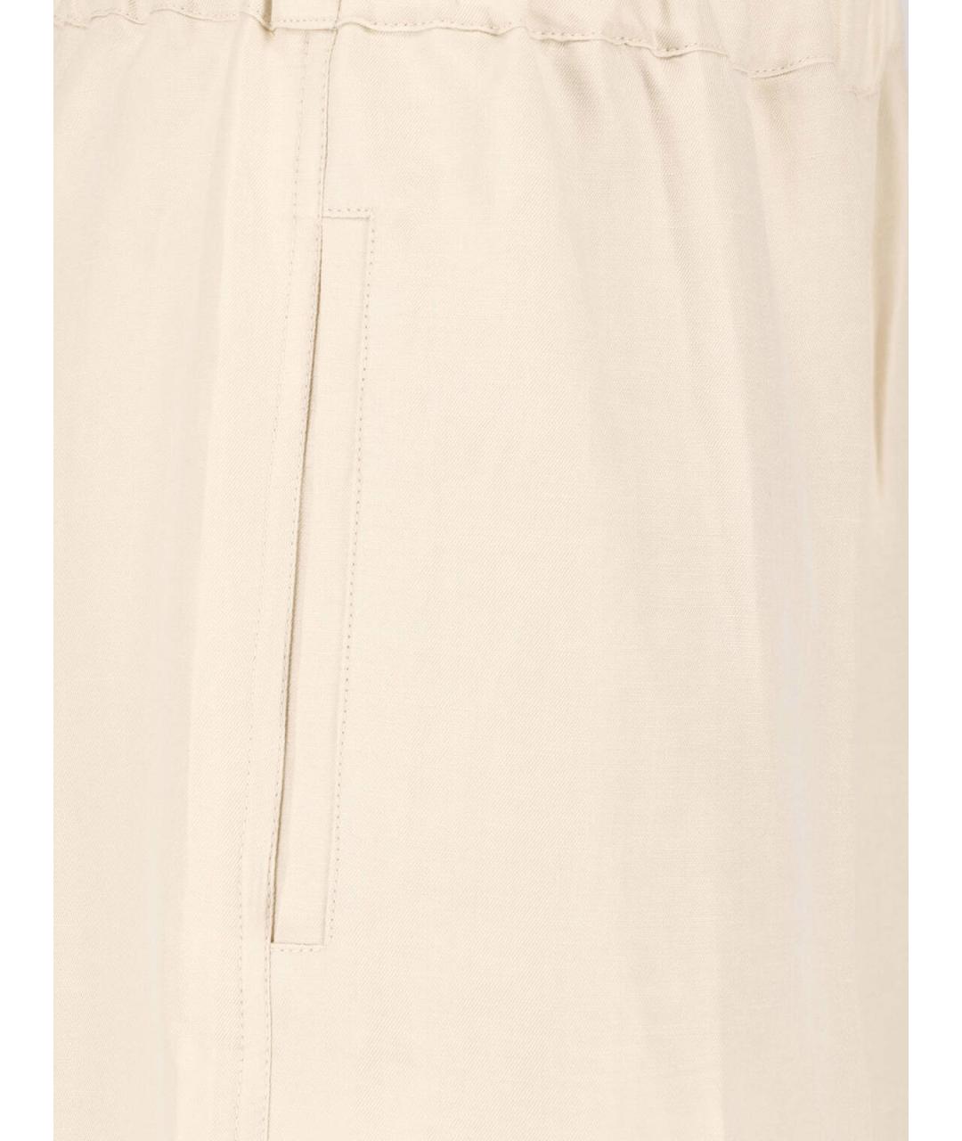 MAX MARA Бежевые льняные прямые брюки, фото 4