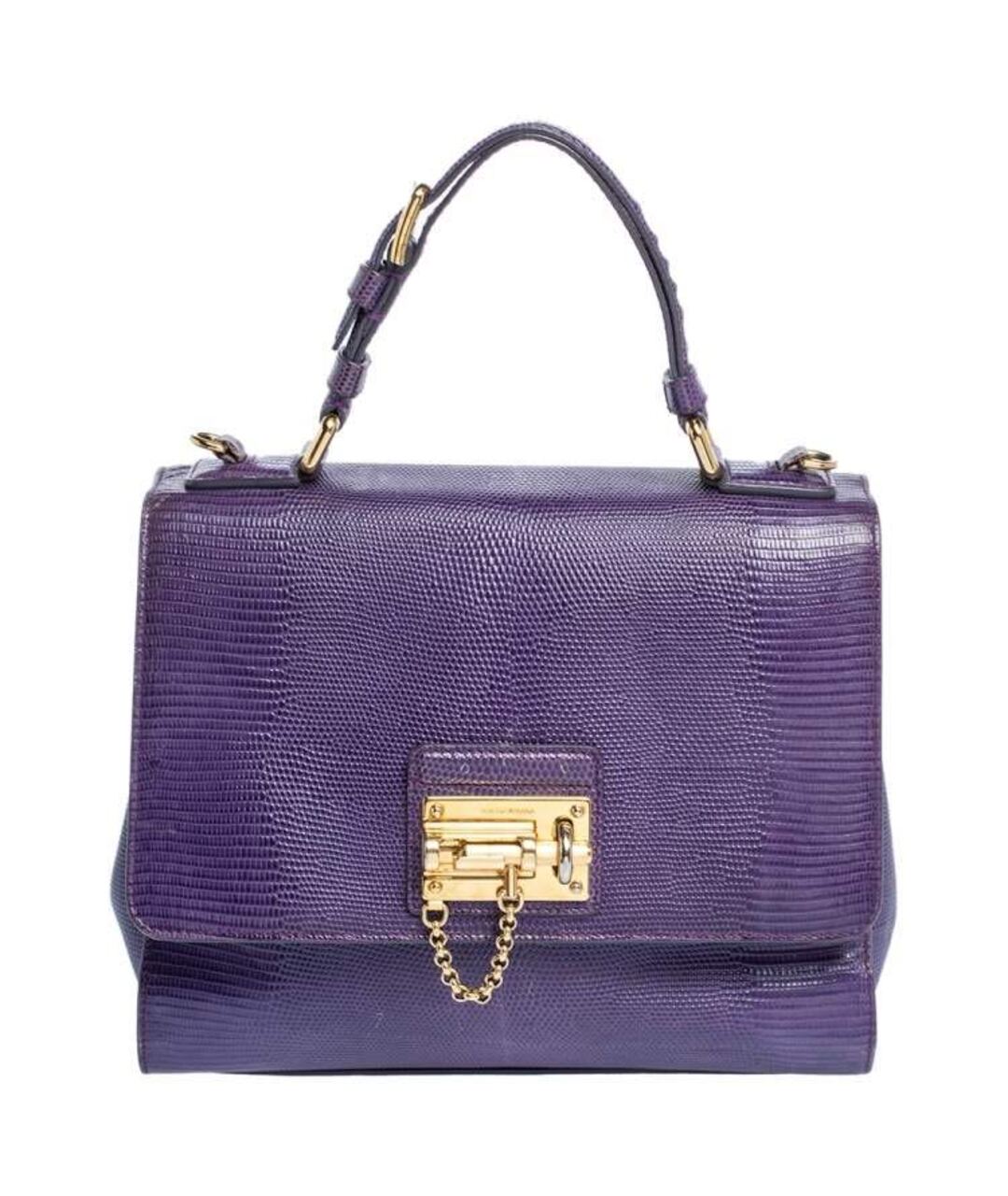 DOLCE&GABBANA Фиолетовая кожаная сумка тоут, фото 1