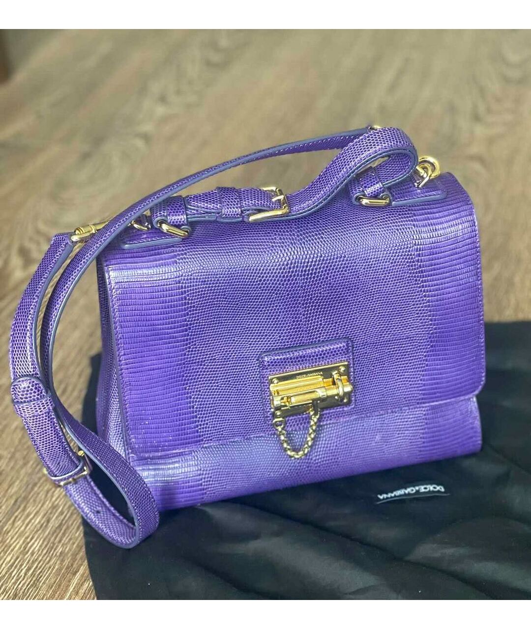 DOLCE&GABBANA Фиолетовая кожаная сумка тоут, фото 2