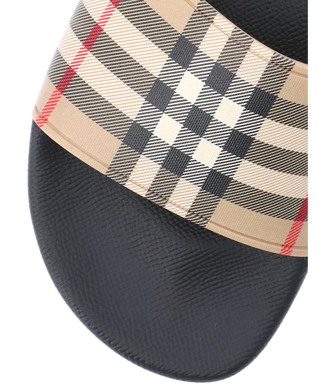 BURBERRY Бежевые резиновые шлепанцы, фото 5