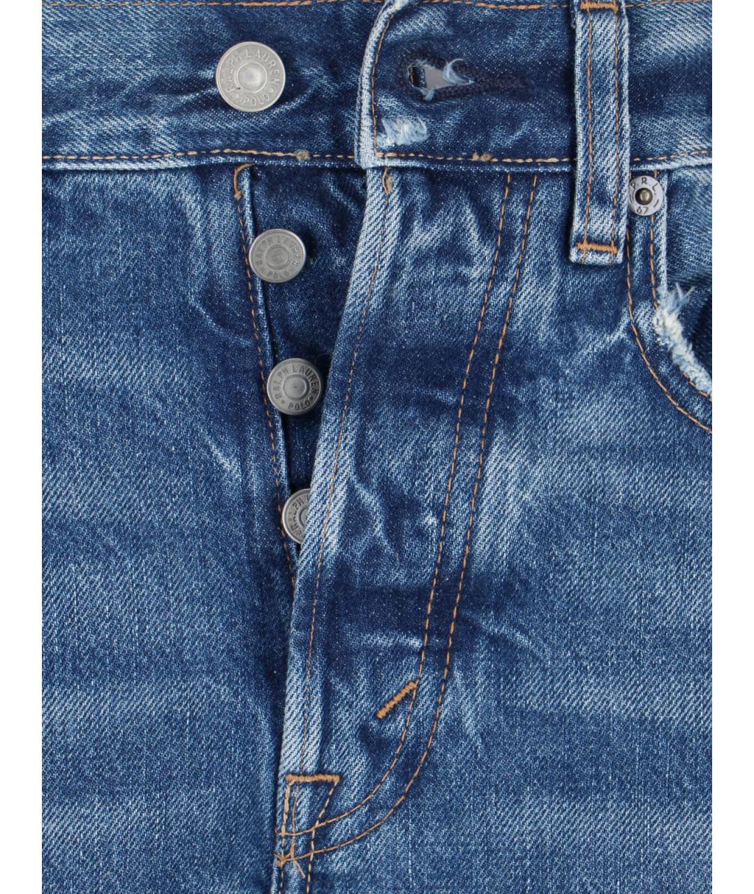 POLO RALPH LAUREN Синие хлопковые прямые джинсы, фото 4