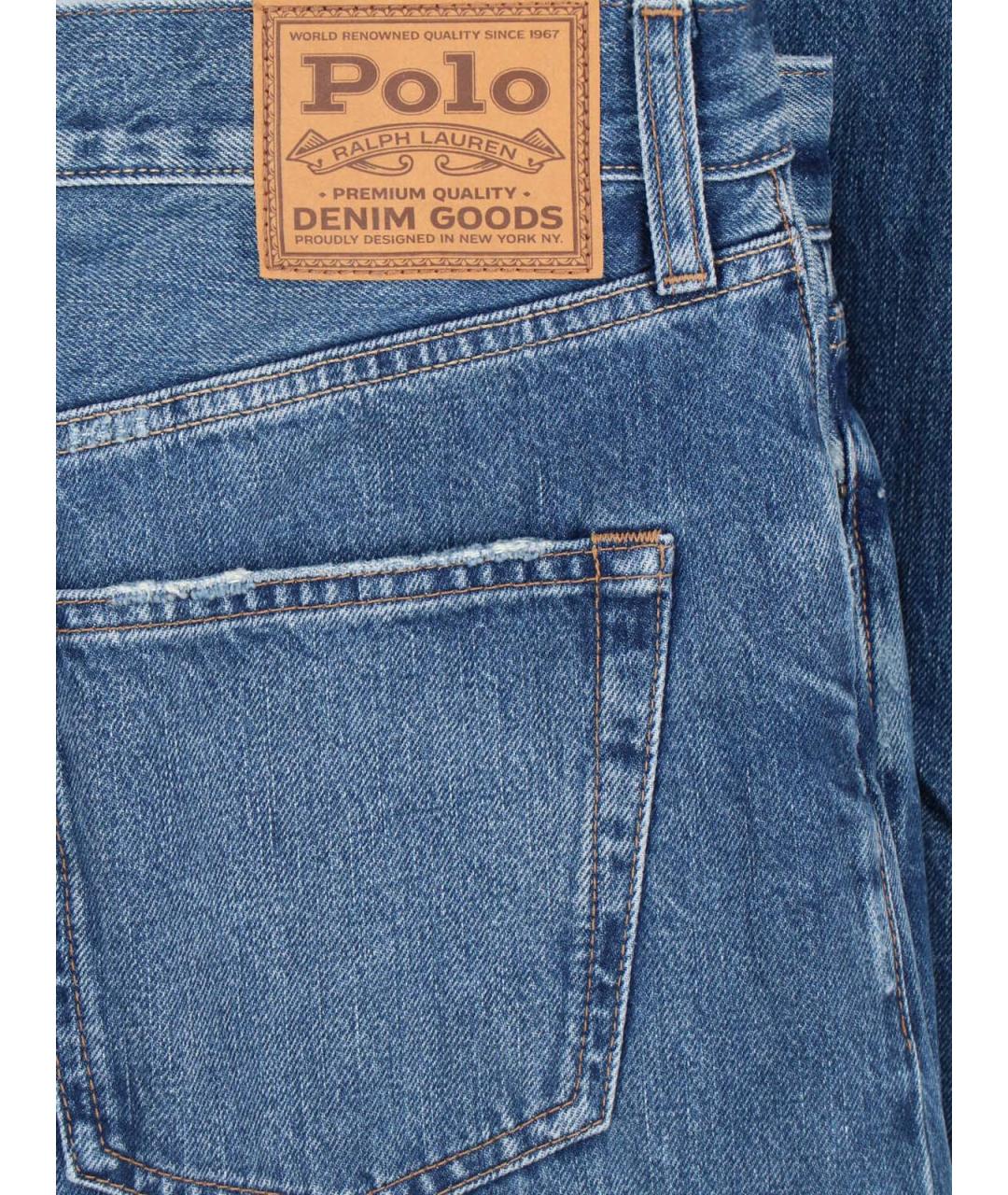 POLO RALPH LAUREN Синие хлопковые прямые джинсы, фото 5