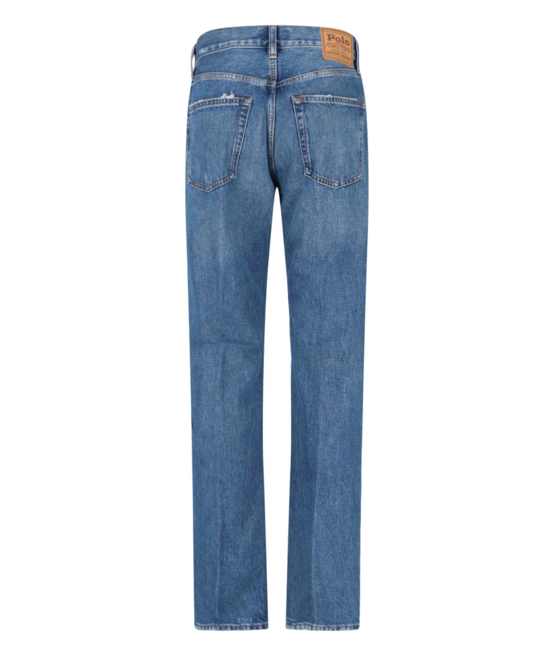 POLO RALPH LAUREN Синие хлопковые прямые джинсы, фото 2
