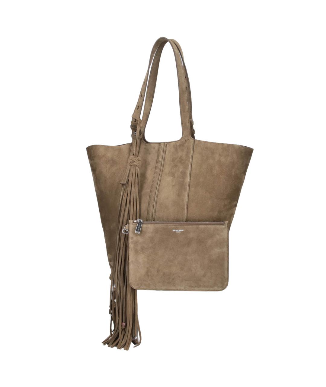 GOLDEN GOOSE DELUXE BRAND Бежевая замшевая сумка тоут, фото 2