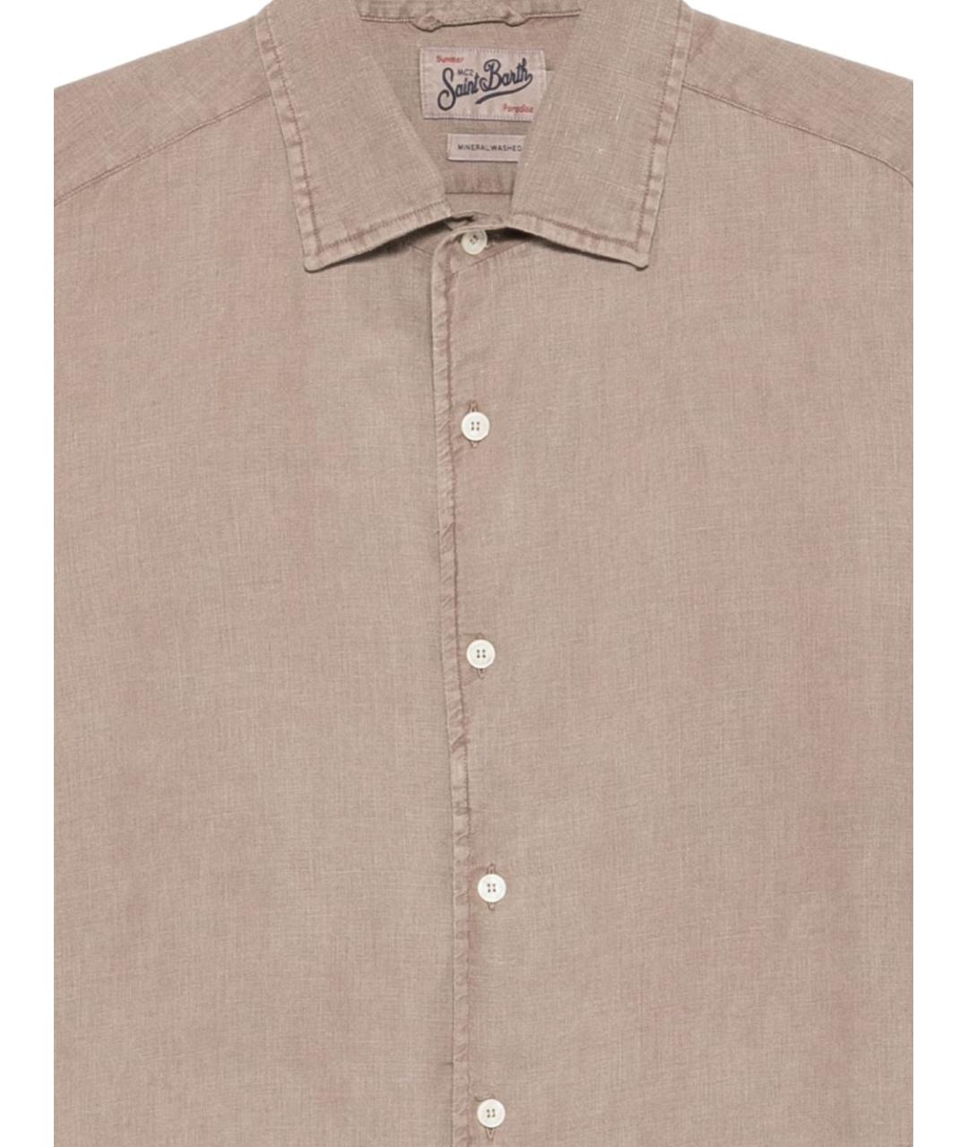MC2 SAINT BARTH Коричневая льняная кэжуал рубашка, фото 3