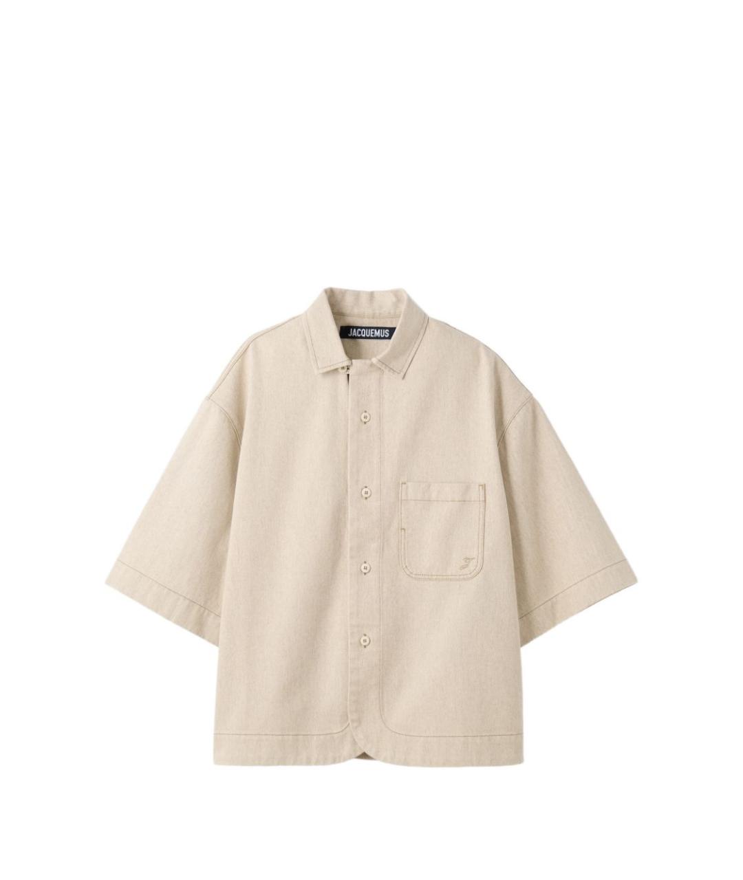 JACQUEMUS Бежевая хлопковая кэжуал рубашка, фото 3