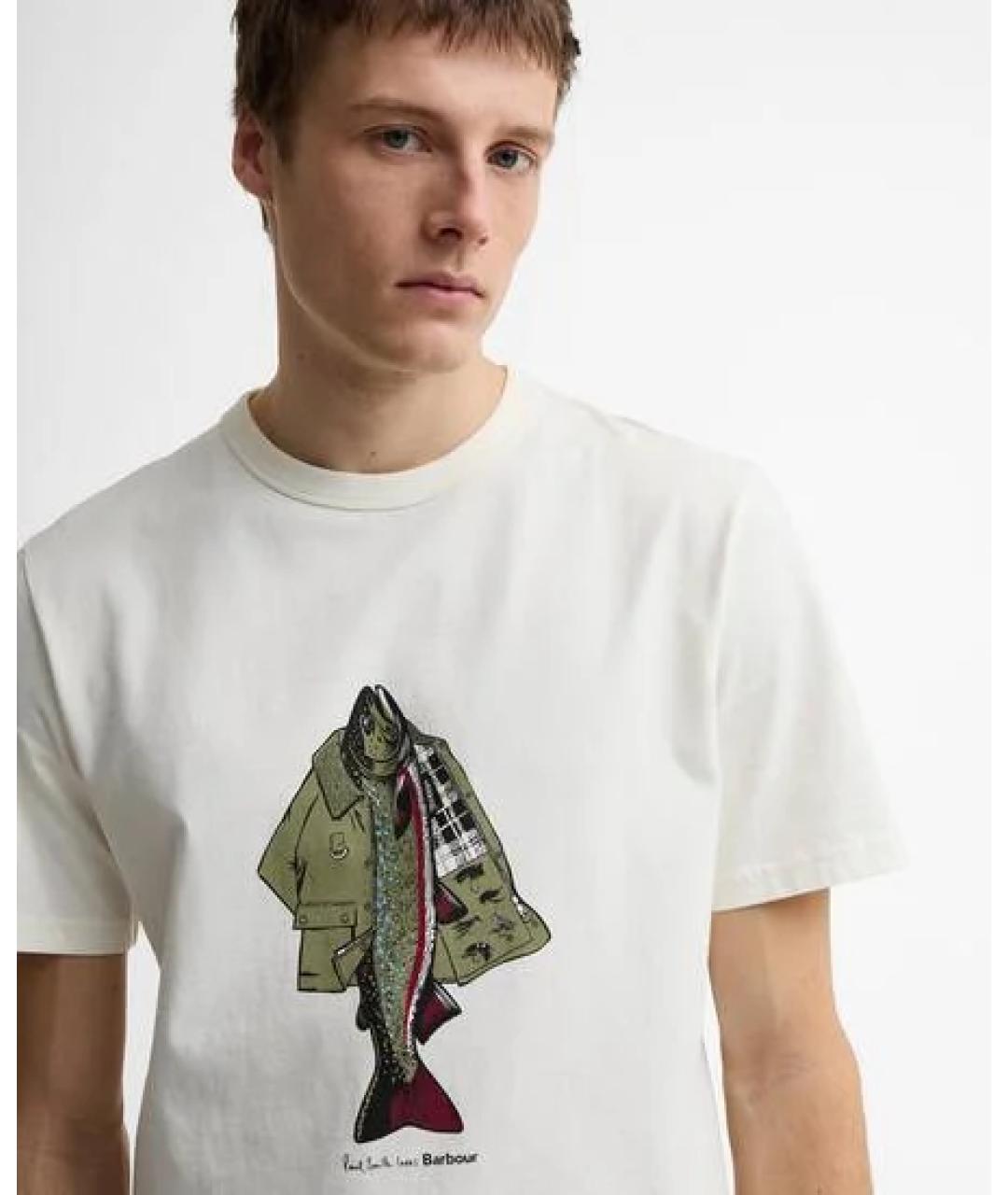 BARBOUR Белая хлопковая футболка, фото 3