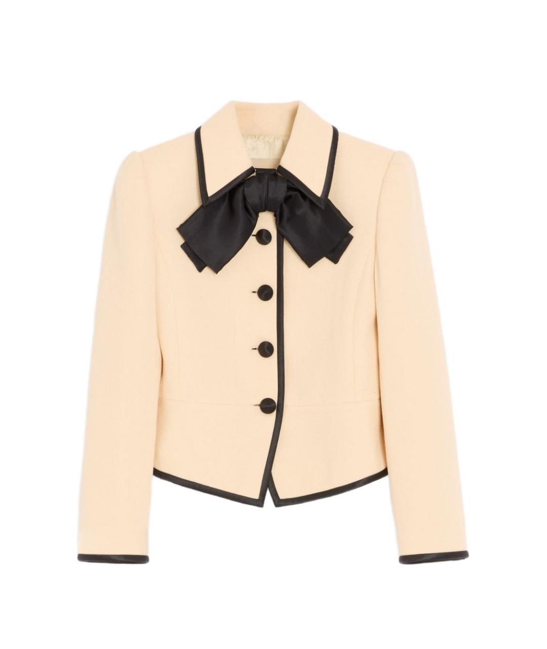 VALENTINO Бежевый шерстяной жакет/пиджак, фото 1
