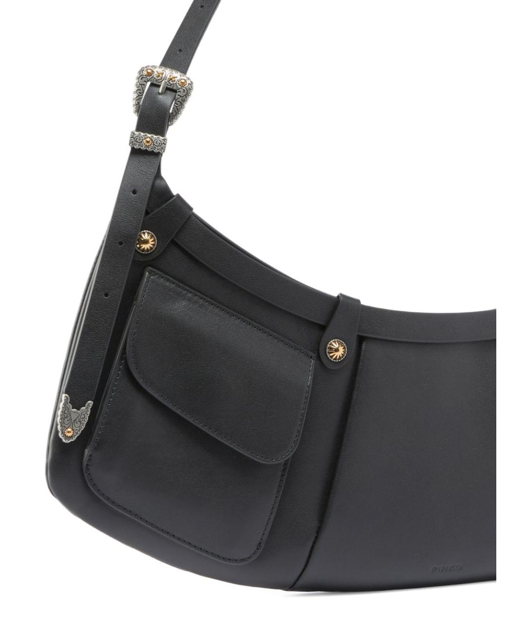PINKO Черная кожаная сумка через плечо, фото 2