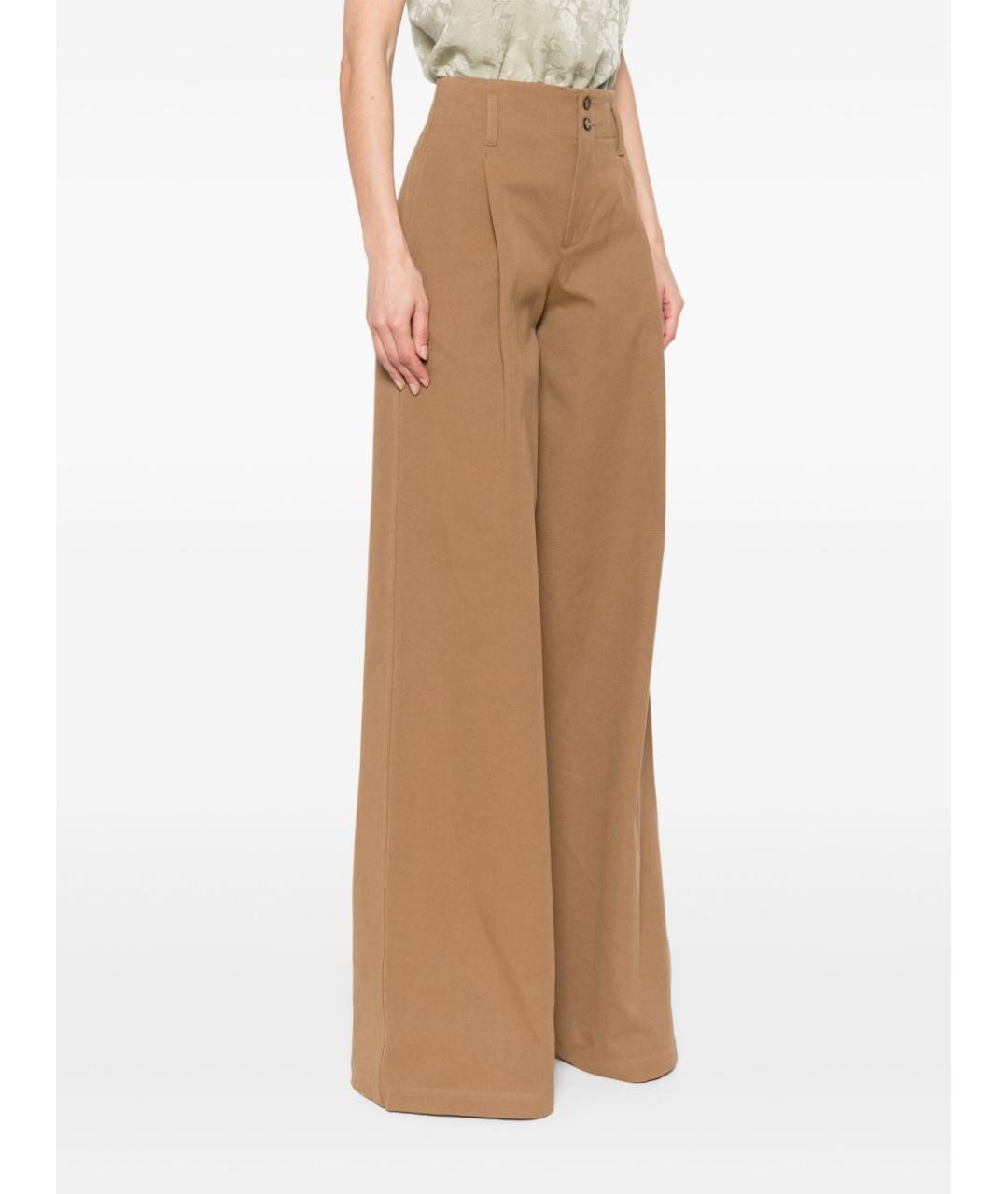 CHLOE Коричневые хлопковые прямые брюки, фото 4