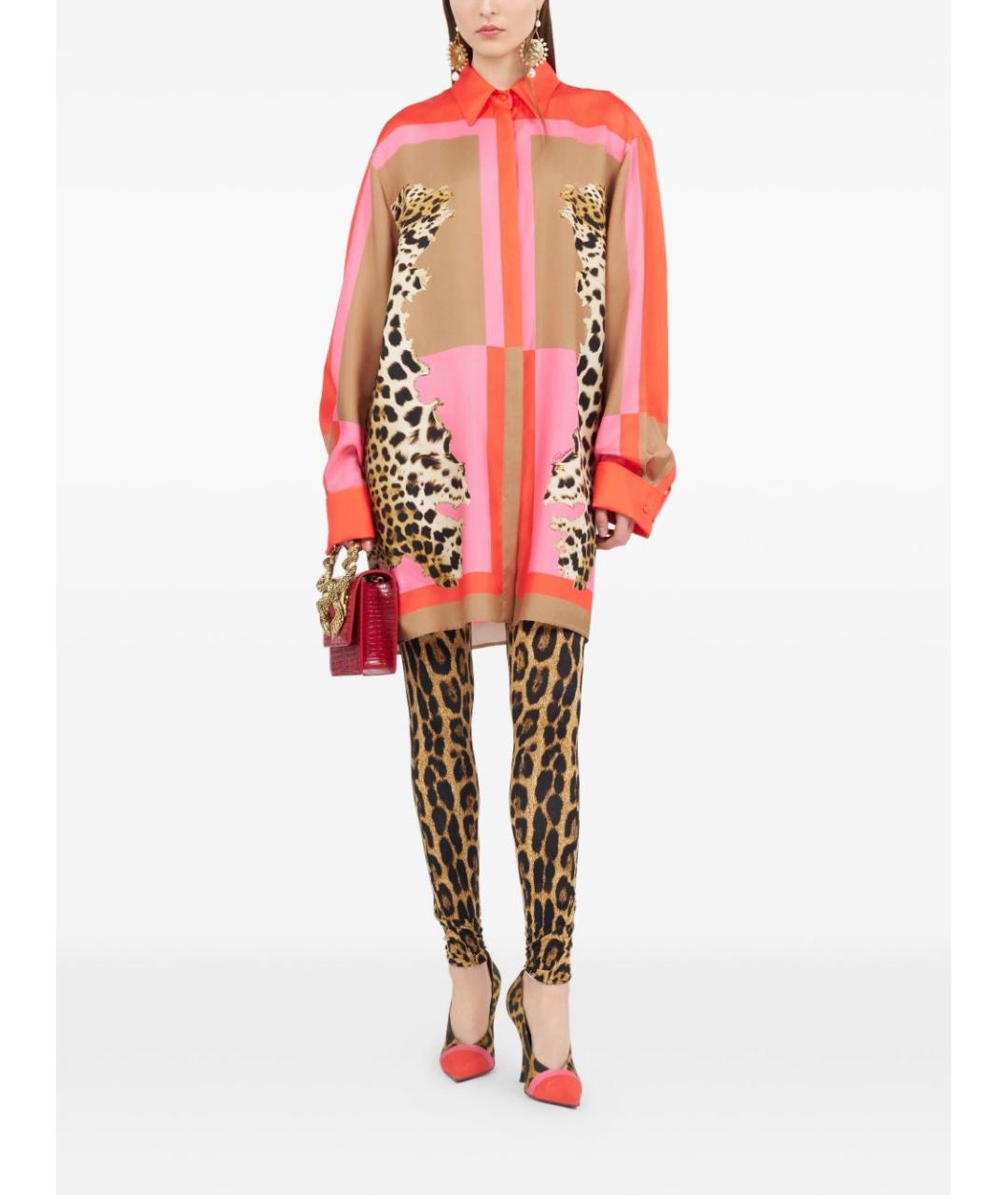 ROBERTO CAVALLI Мульти шелковое повседневное платье, фото 2