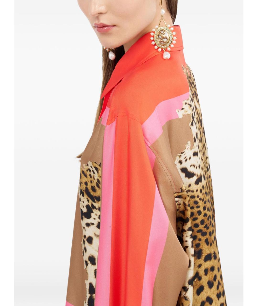 ROBERTO CAVALLI Мульти шелковое повседневное платье, фото 6