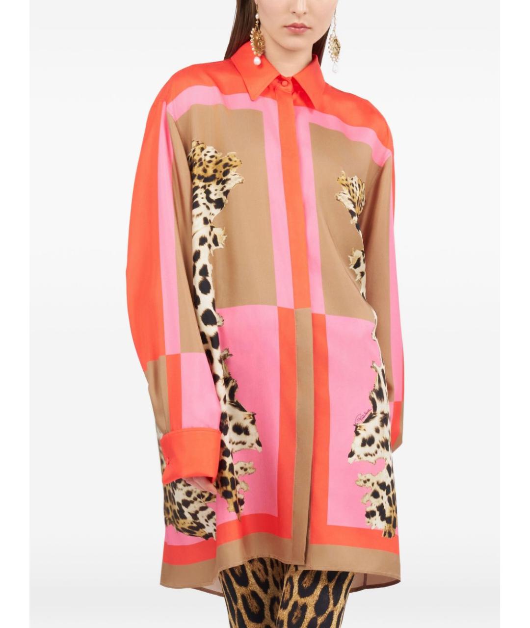 ROBERTO CAVALLI Мульти шелковое повседневное платье, фото 7