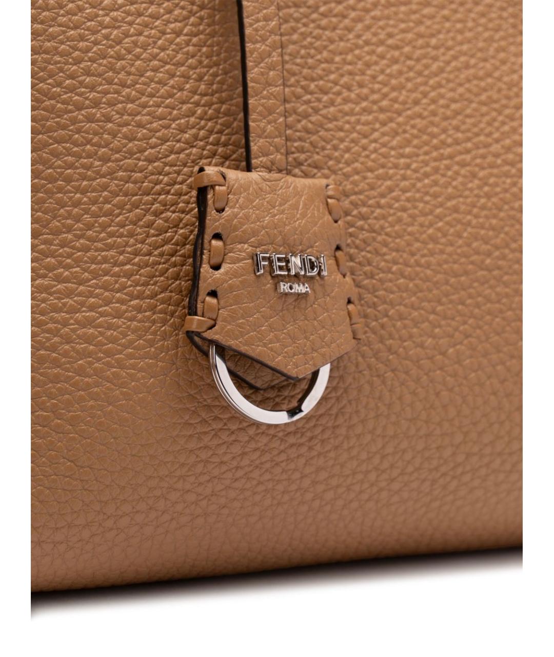 FENDI Коричневая кожаная сумка через плечо, фото 4