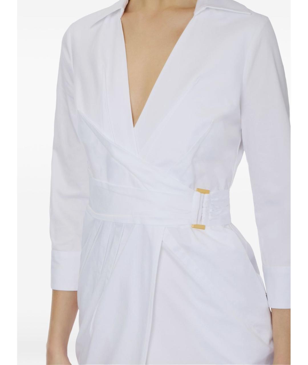 ELISABETTA FRANCHI Белое хлопковое повседневное платье, фото 3