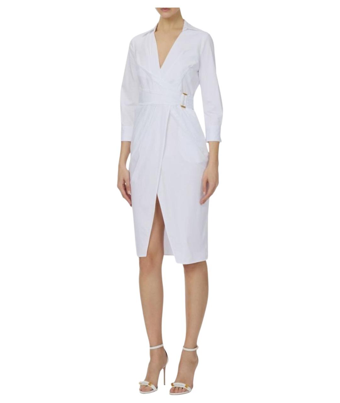 ELISABETTA FRANCHI Белое хлопковое повседневное платье, фото 1