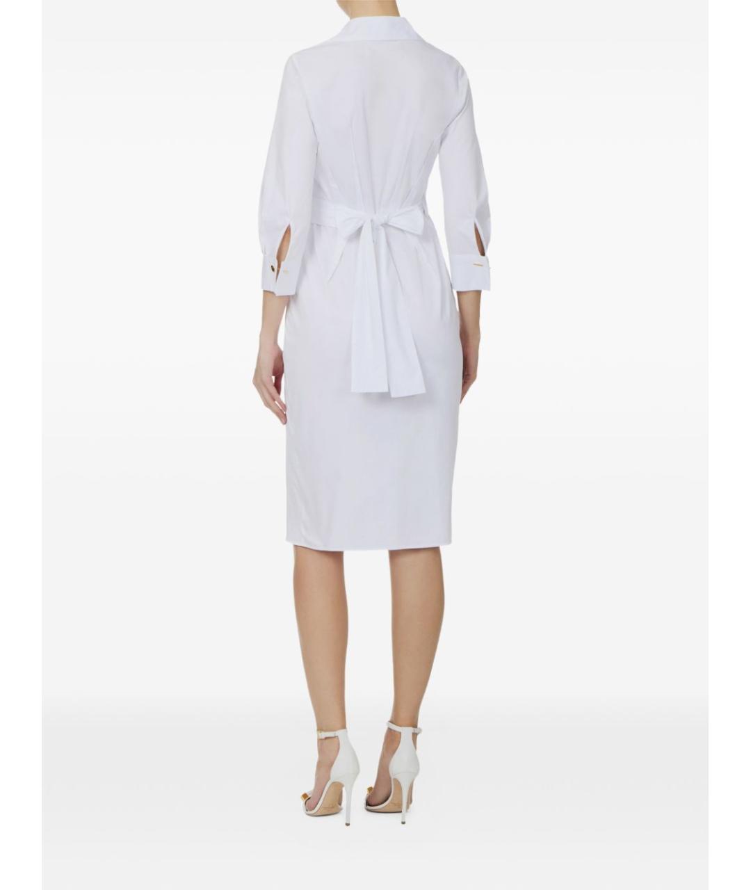 ELISABETTA FRANCHI Белое хлопковое повседневное платье, фото 2