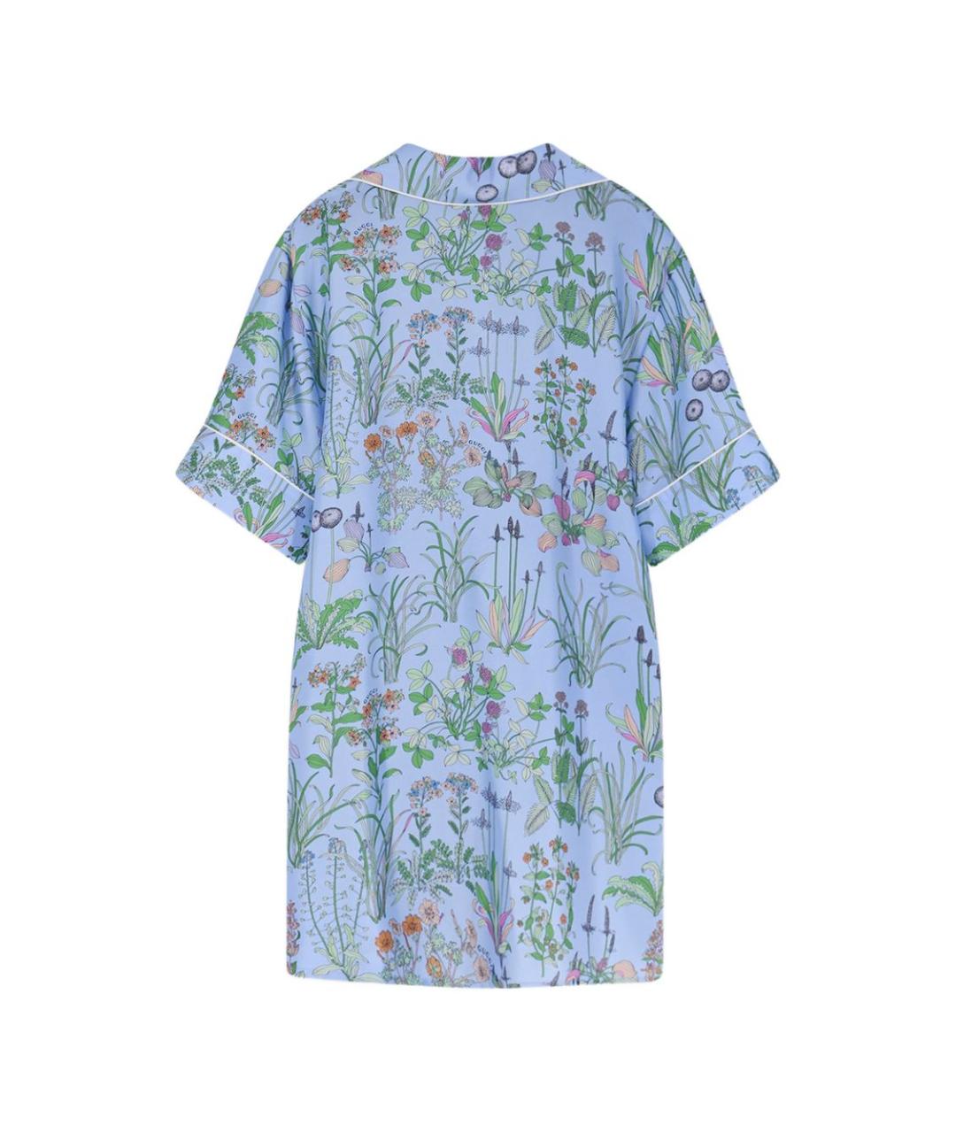 GUCCI Голубая шелковая футболка, фото 3
