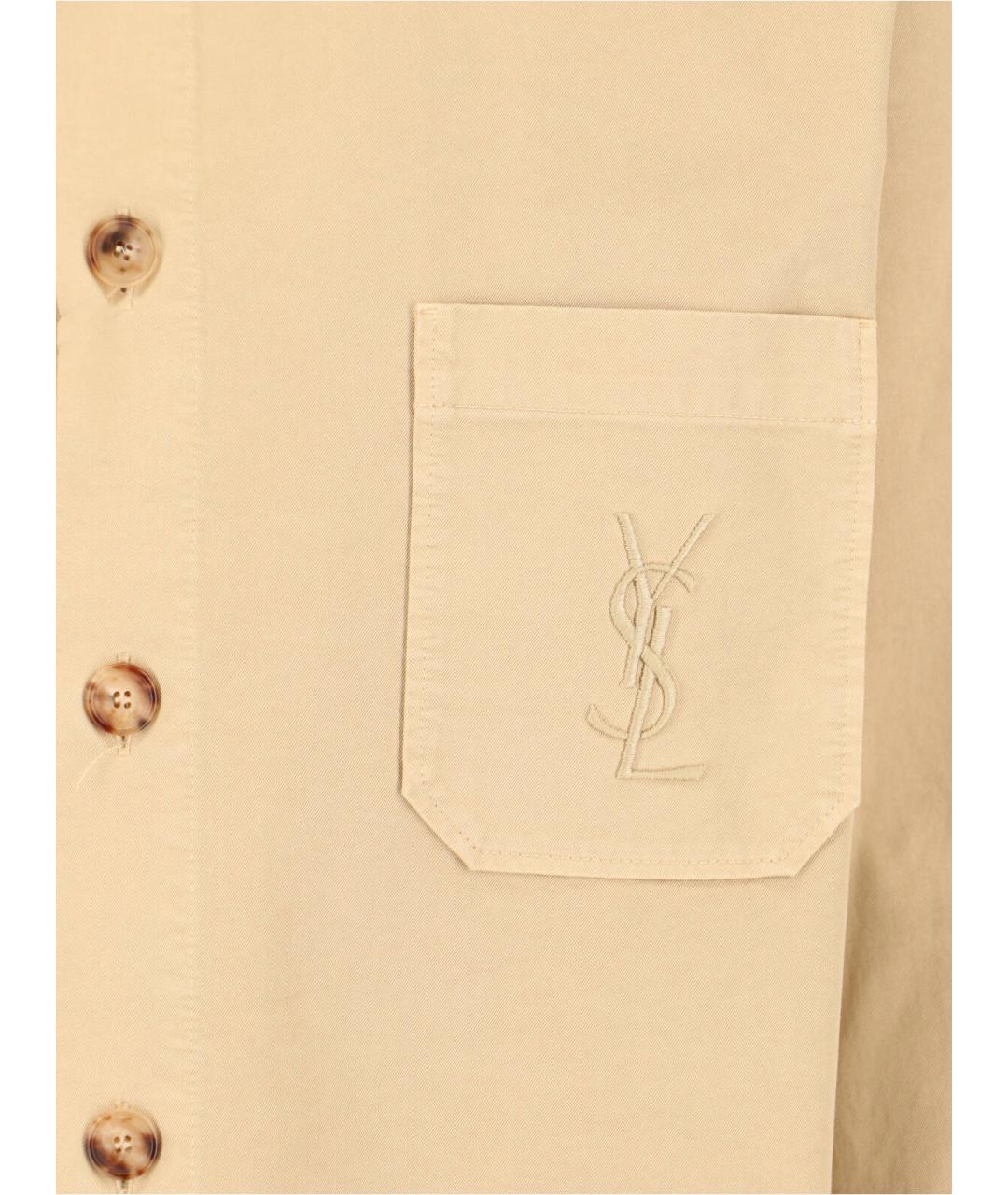 SAINT LAURENT Бежевая хлопковая кэжуал рубашка, фото 3