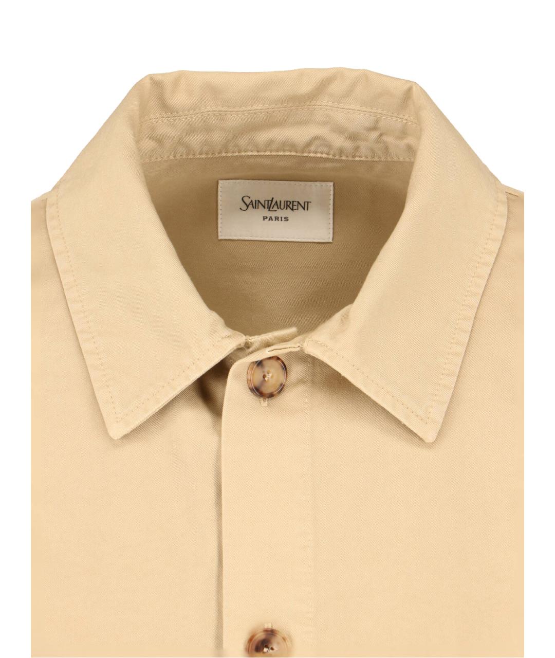 SAINT LAURENT Бежевая хлопковая кэжуал рубашка, фото 4