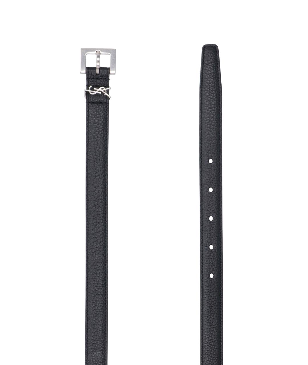 SAINT LAURENT Черный кожаный ремень, фото 2