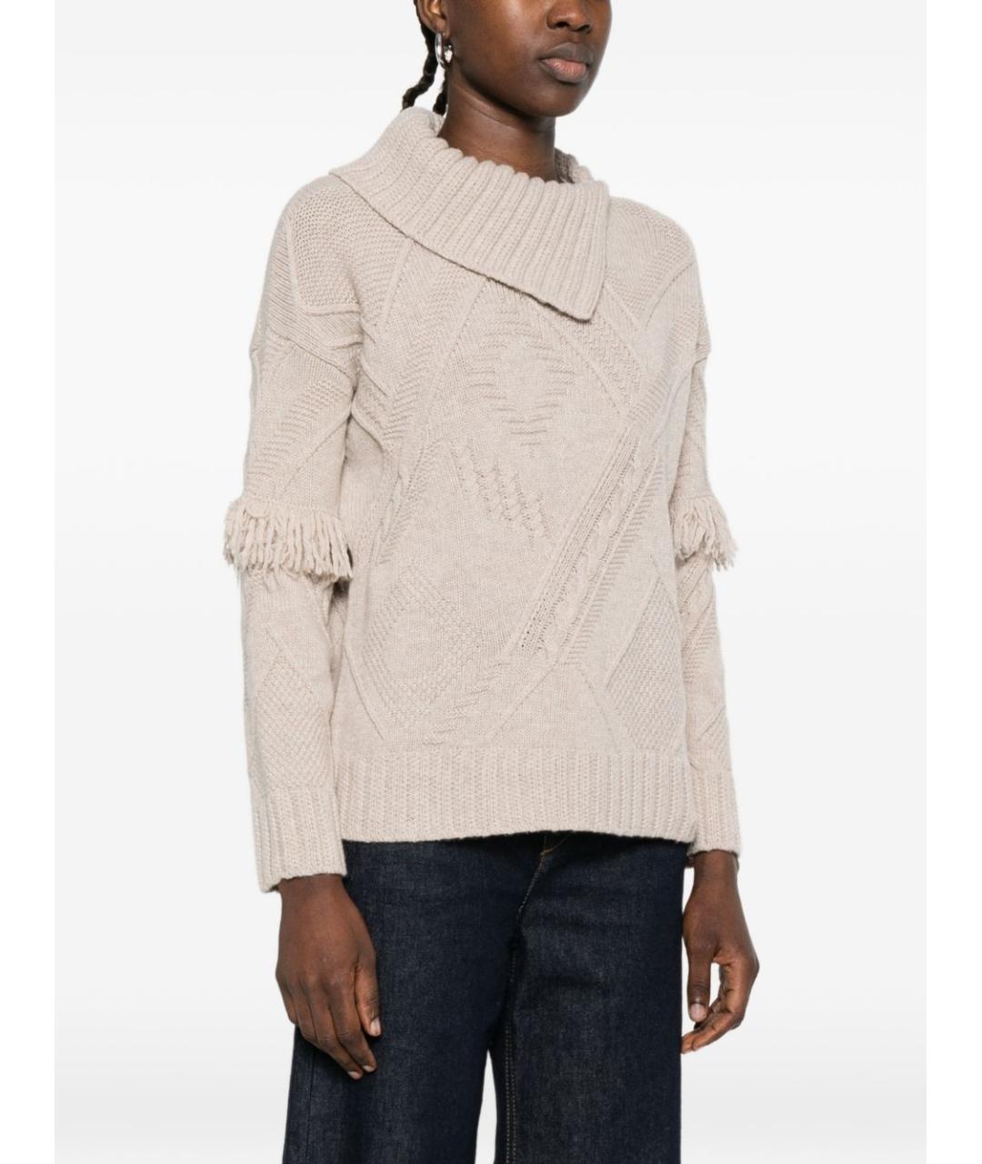 WEEKEND MAX MARA Бежевый шерстяной джемпер / свитер, фото 3