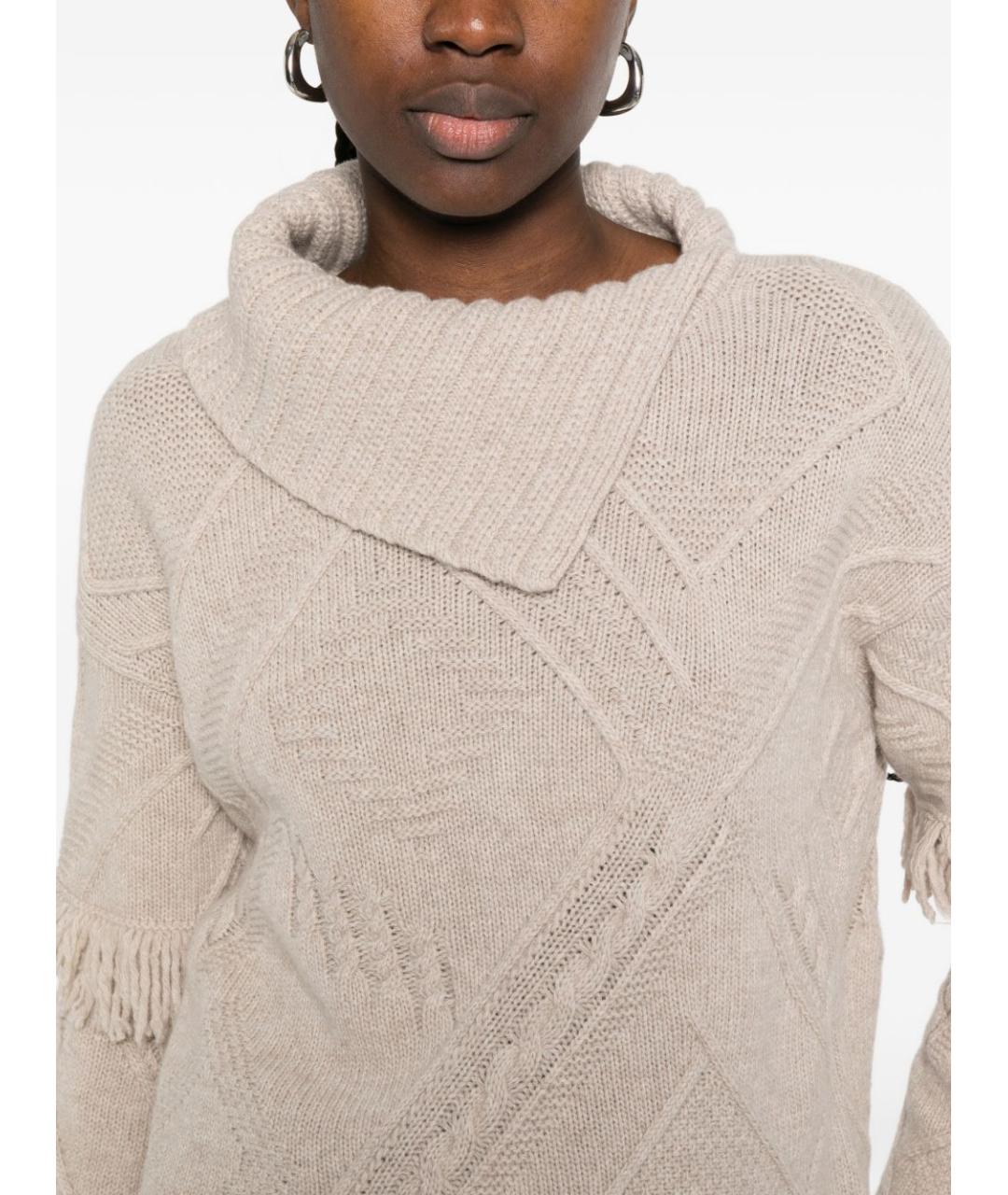 WEEKEND MAX MARA Бежевый шерстяной джемпер / свитер, фото 5