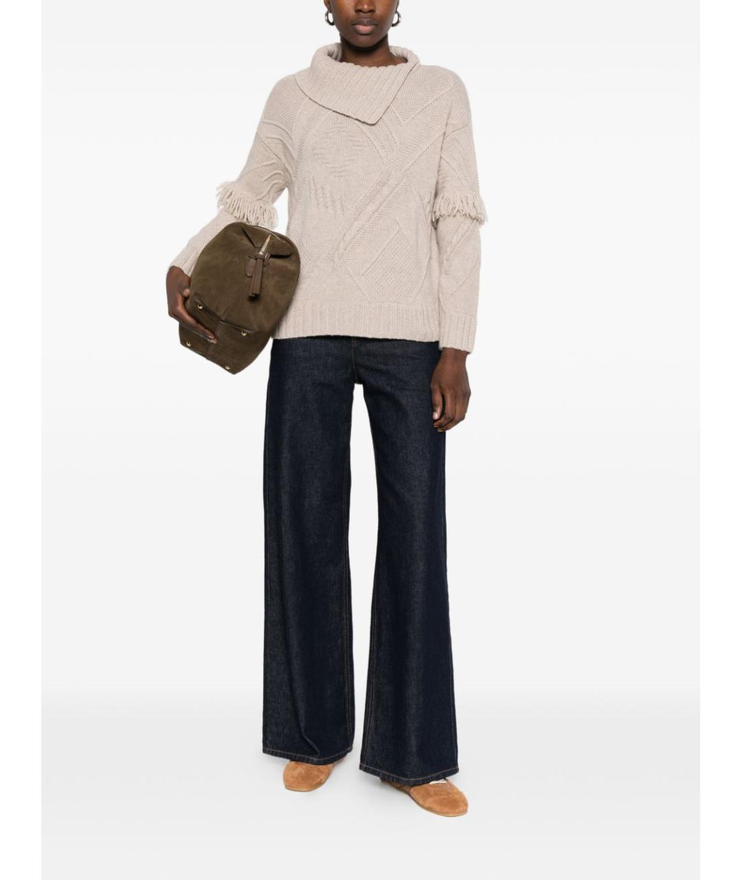 WEEKEND MAX MARA Бежевый шерстяной джемпер / свитер, фото 4