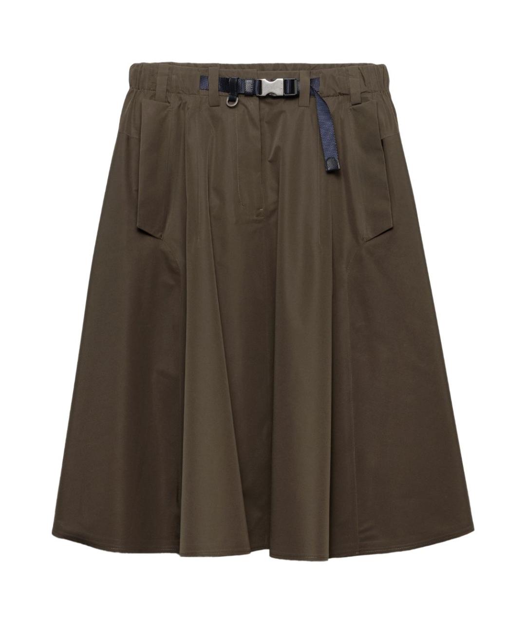 PRADA Хаки полиэстеровая юбка миди, фото 6