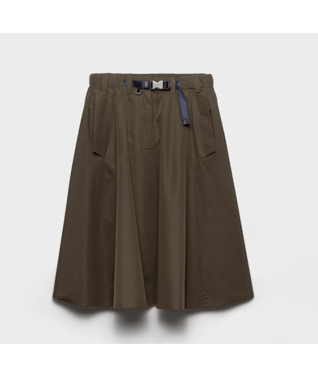 PRADA Хаки полиэстеровая юбка миди, фото 7
