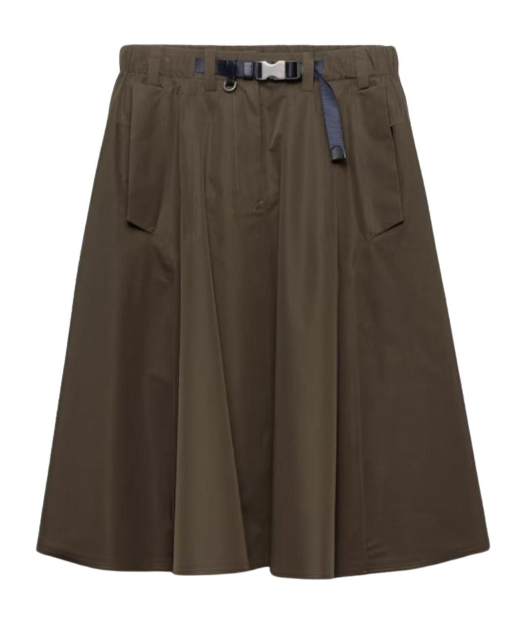 PRADA Хаки полиэстеровая юбка миди, фото 1