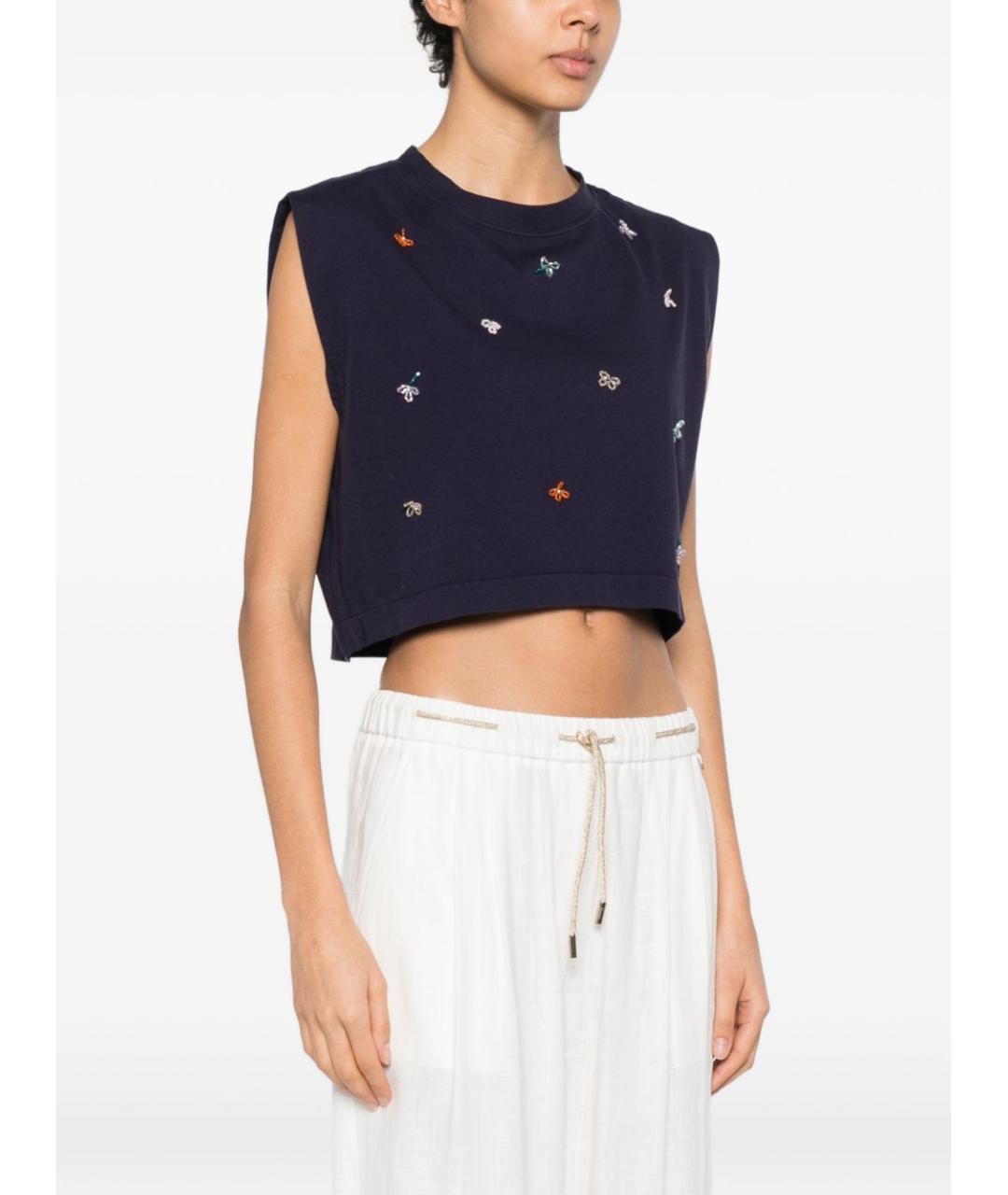 FORTE FORTE Синяя хлопковая футболка, фото 4