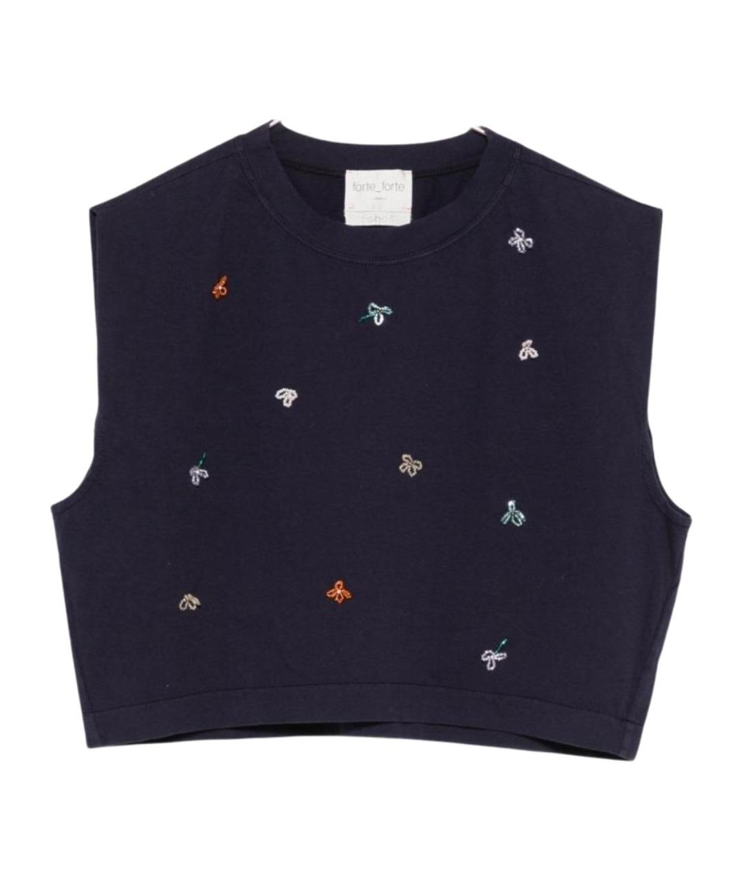 FORTE FORTE Синяя хлопковая футболка, фото 1