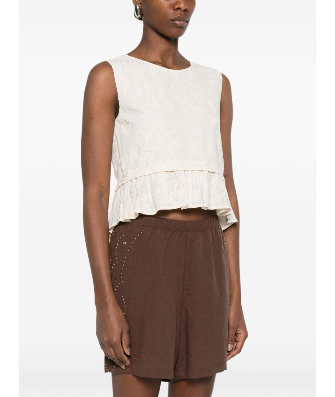 LIU JO Бежевая хлопковая блузы, фото 5