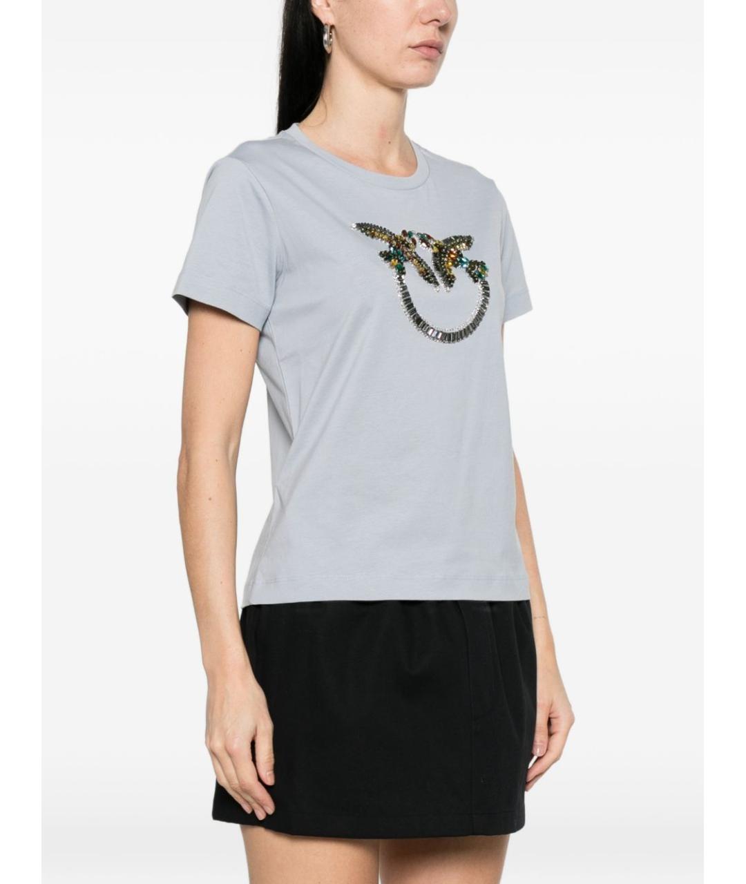 PINKO Голубая хлопковая футболка, фото 2