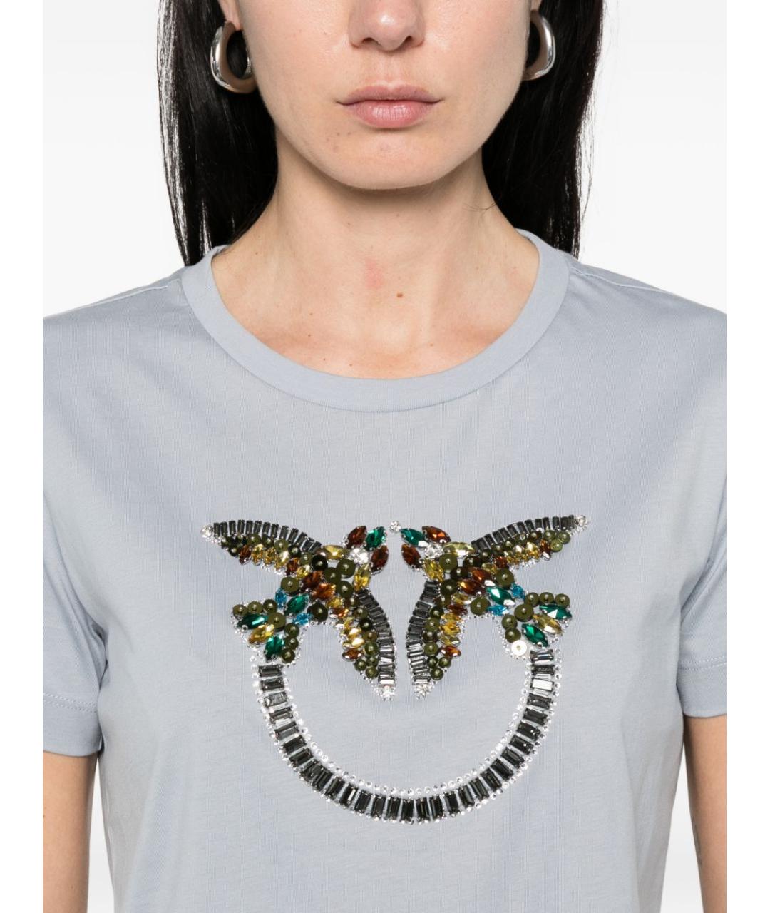 PINKO Голубая хлопковая футболка, фото 5