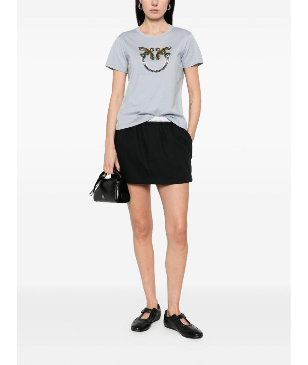 PINKO Голубая хлопковая футболка, фото 4