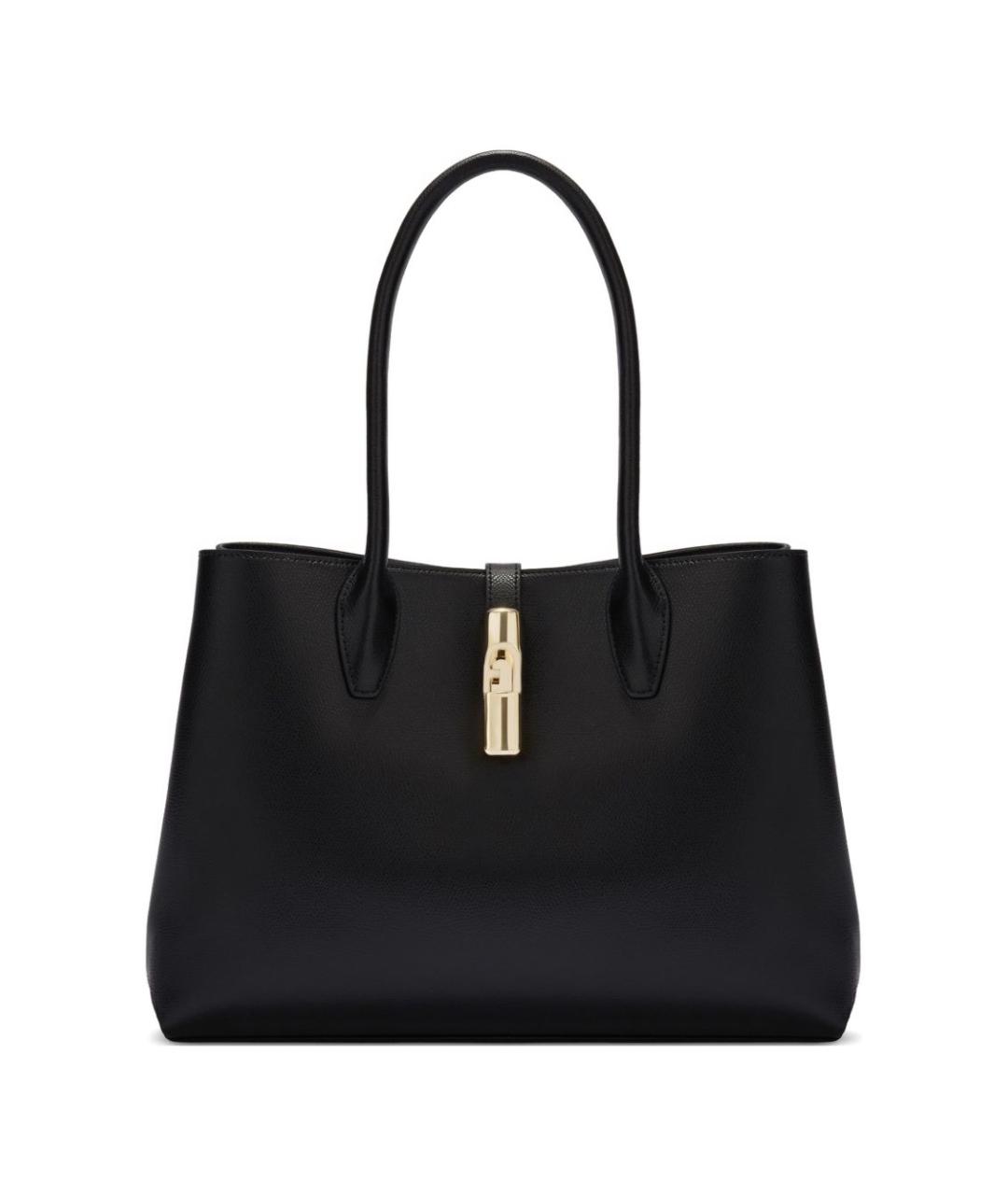 FURLA Черная кожаная сумка тоут, фото 1