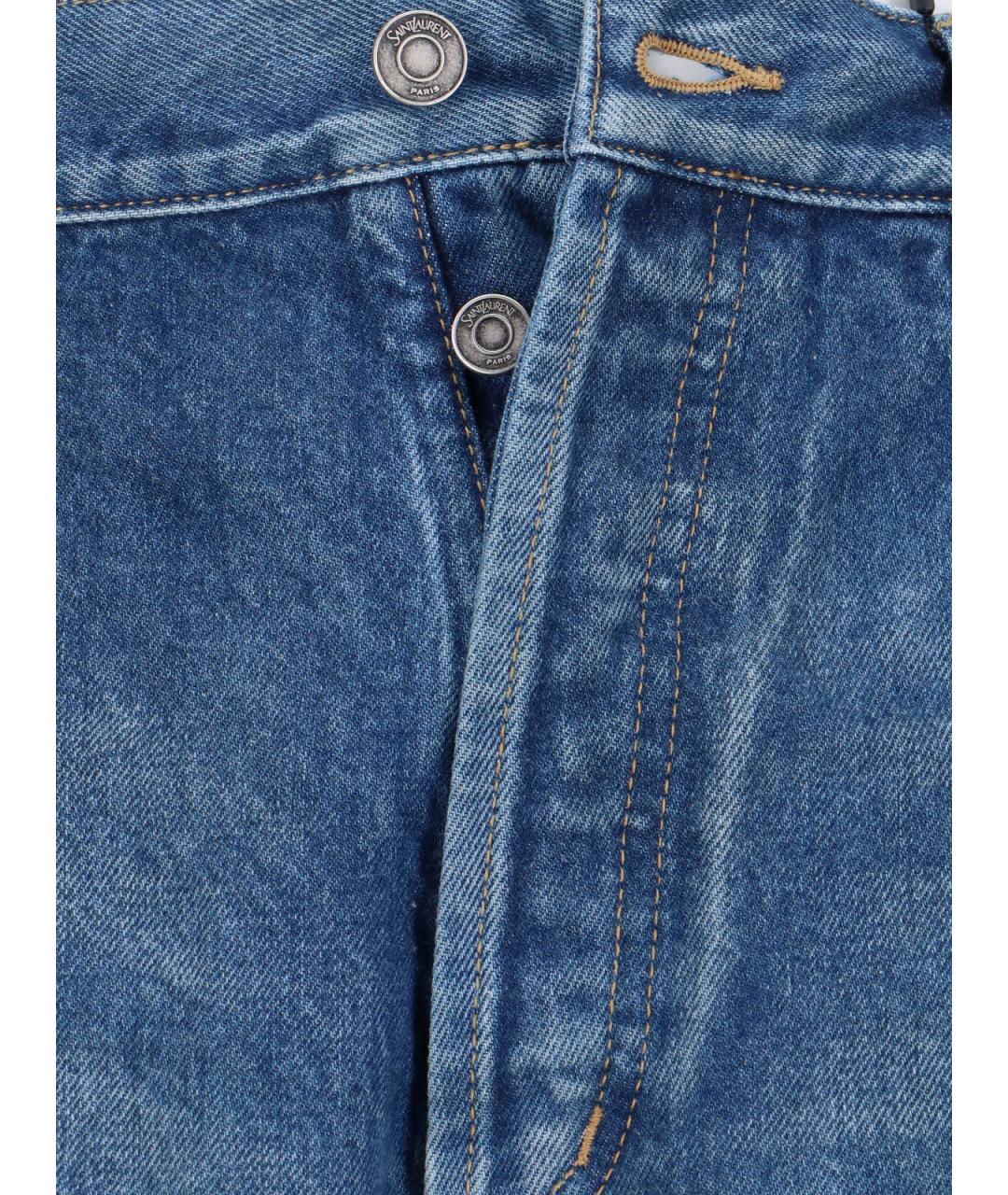 SAINT LAURENT Синие хлопковые прямые джинсы, фото 5